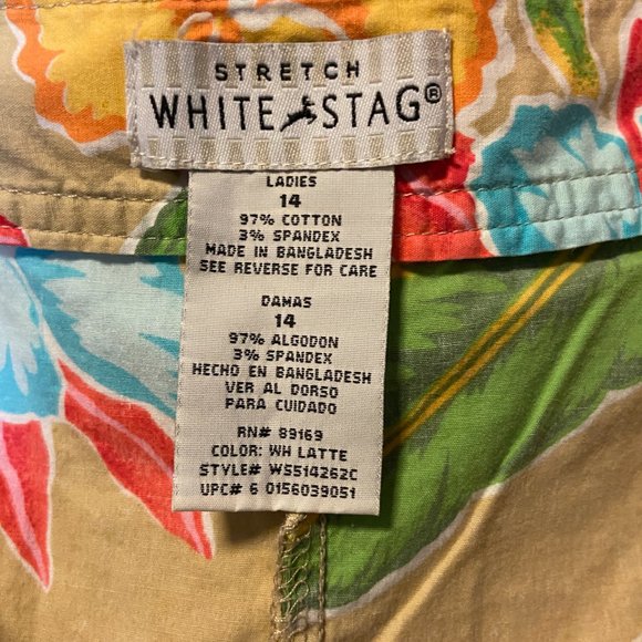 Vintage White Stag Stretch Skorts Hawaiian Tropical Design Size‎ 14 - Picture 3 of 7